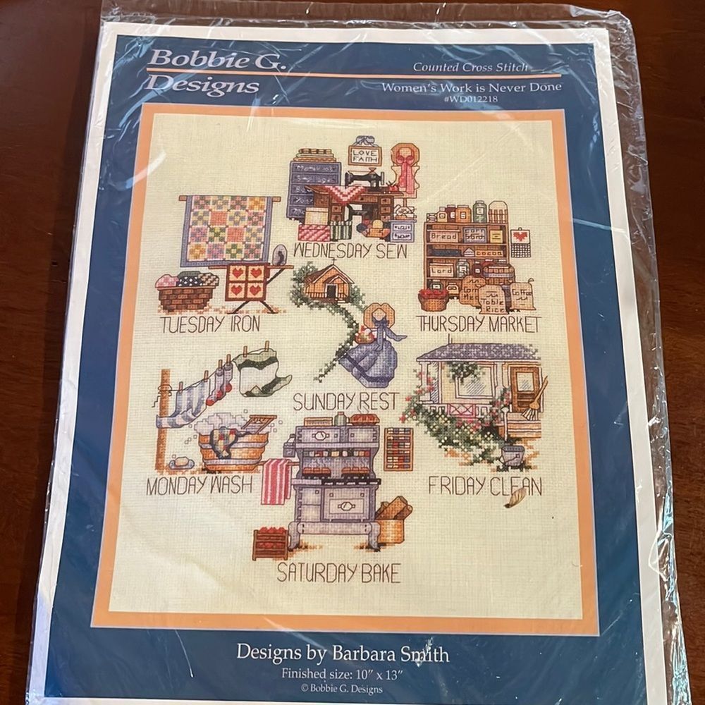 Bobbie G. Designs Counted Cross Stitch Kit Womens Work is Never Done NEW…